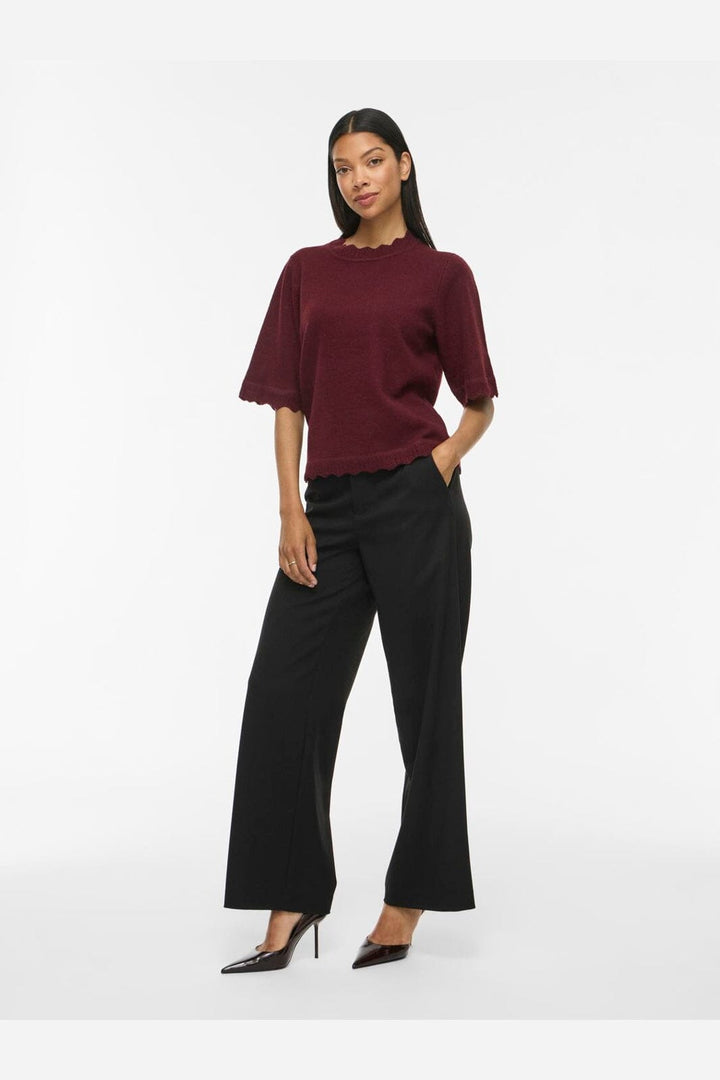 Vila - Vinikolina O-Neck 2/4 Knit Top - 5111519 Port Royale Melange