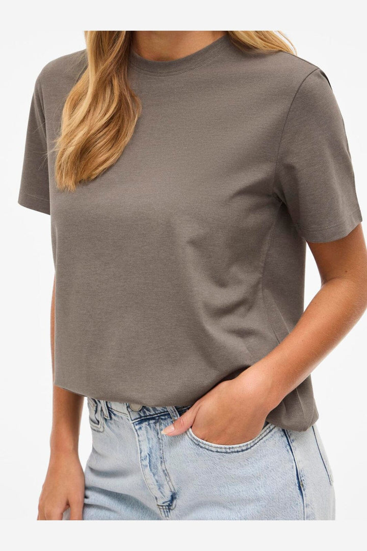 Vila - Vinora S/S T-Shirt - 4897705 Falcon Melange