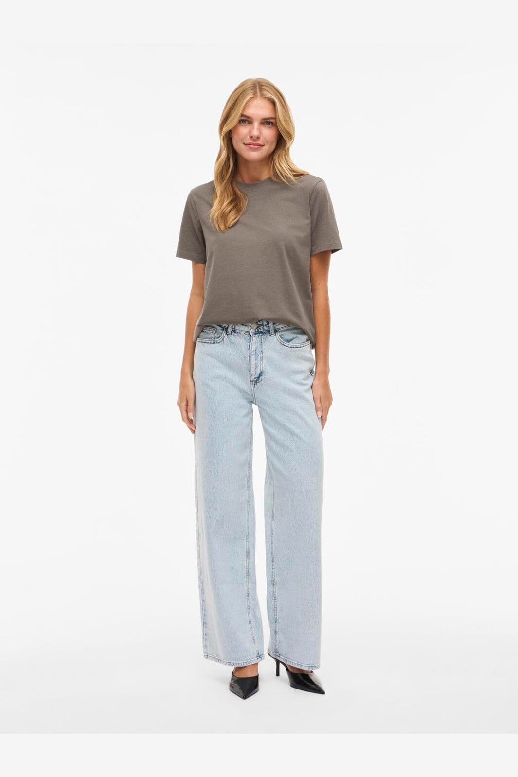 Vila - Vinora S/S T-Shirt - 4897705 Falcon Melange