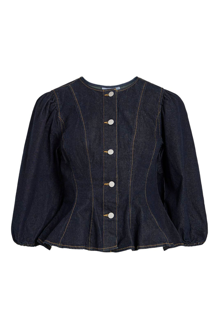 Vila - Virose 3/4 Balloon Top - 5166875 Dark Blue Denim