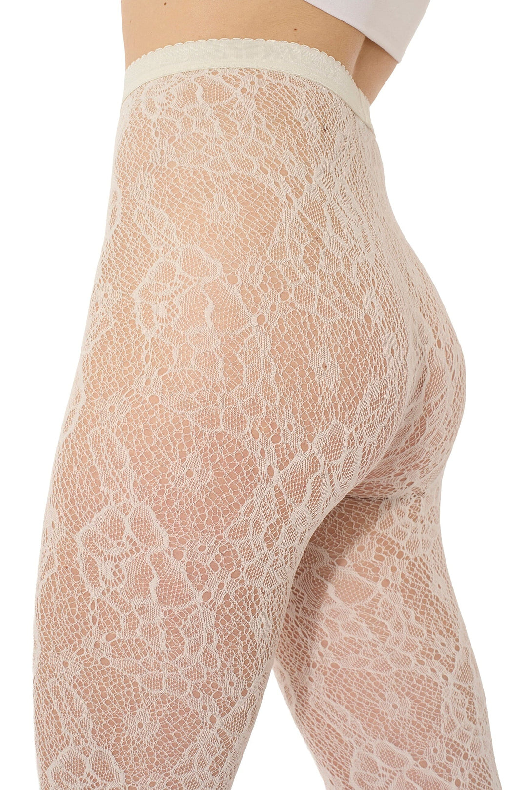 Wolford - Infinite Rose Net Tights 19478 - 1168 Whipped Cream Strømpebukser 