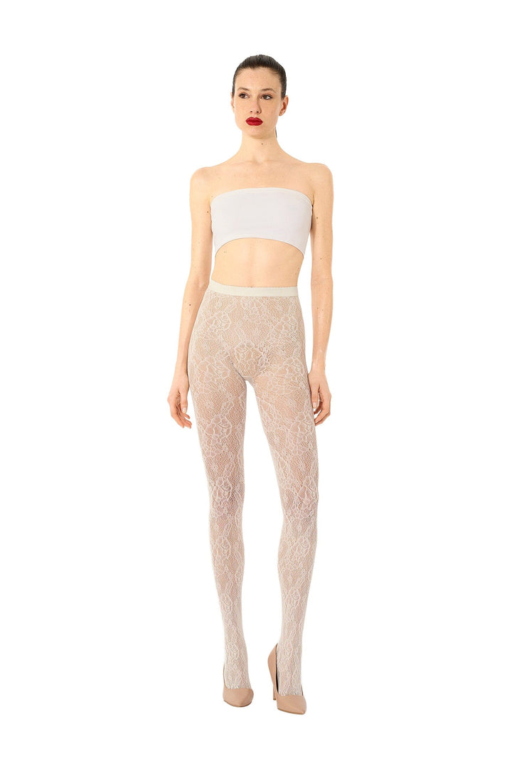Wolford - Infinite Rose Net Tights 19478 - 1168 Whipped Cream Strømpebukser 