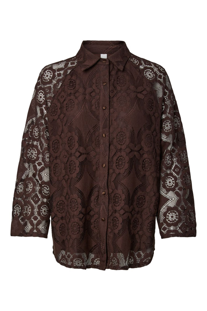 YAS - Yasalmi 7/8 Lace Shirt - 5090678 Coffee Bean