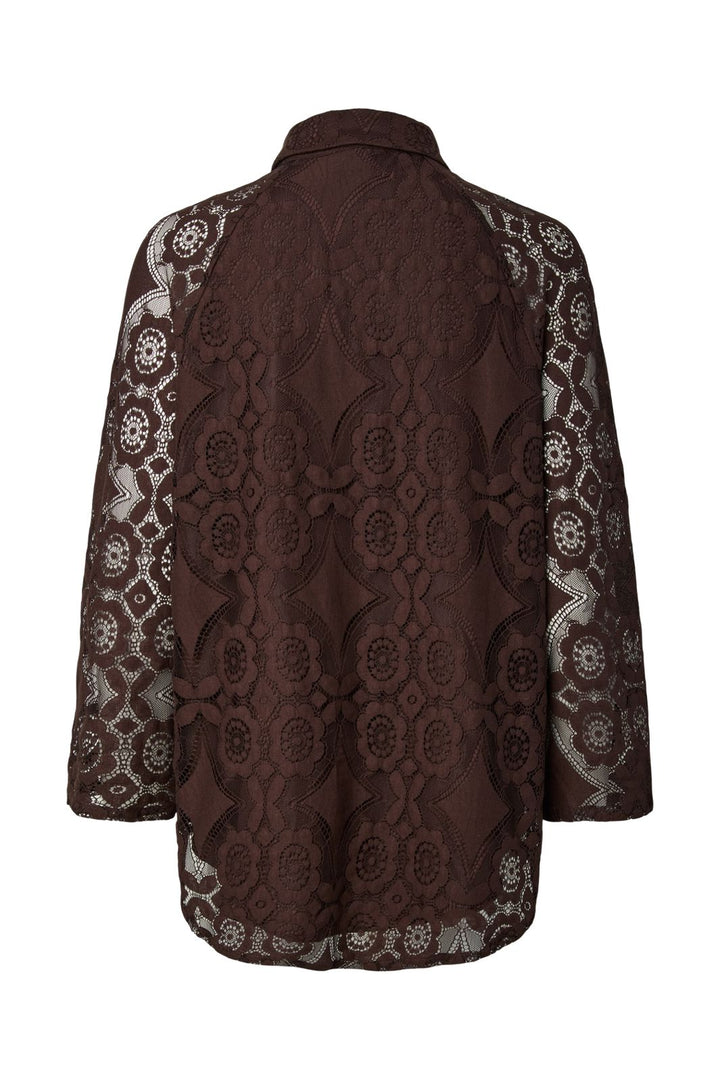 YAS - Yasalmi 7/8 Lace Shirt - 5090678 Coffee Bean