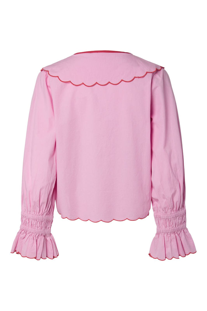 YAS - Yasbeau Ls Tie Top - 5072919 Pink Frosting W. Poinsettia Emb.