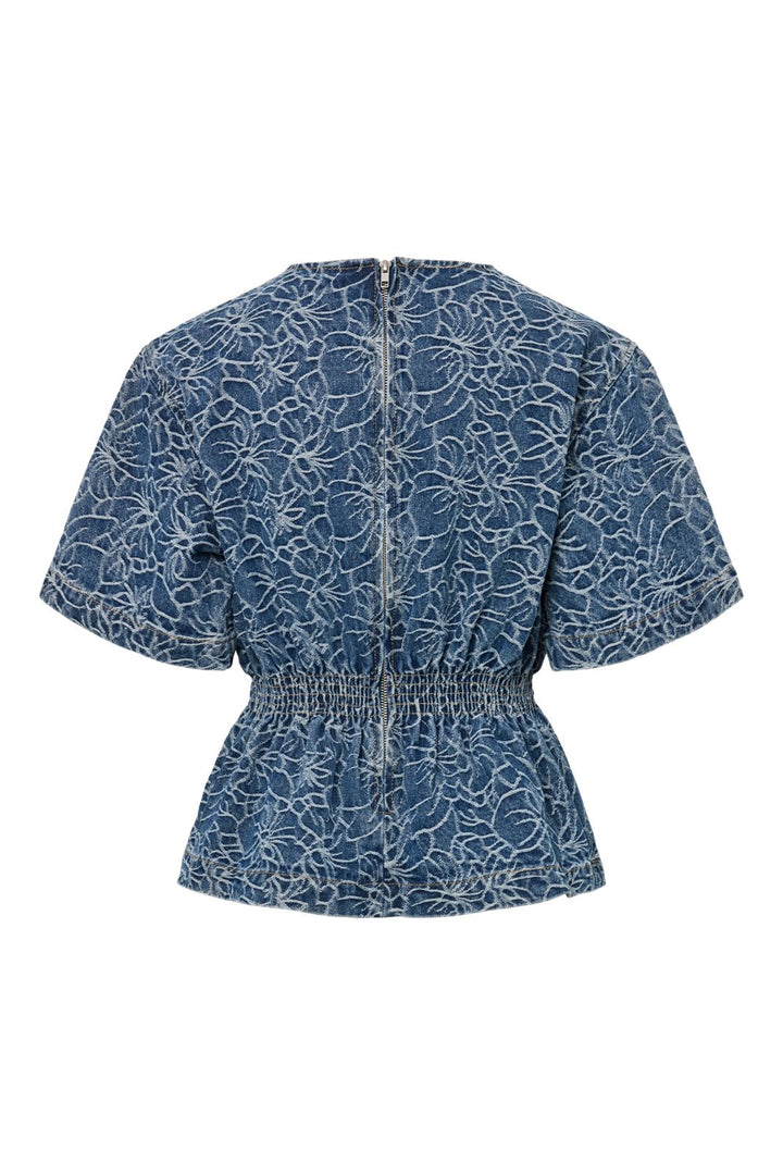 YAS - Yasblomea Ss Denim Top - 5164842 Dark Blue Denim Blomea