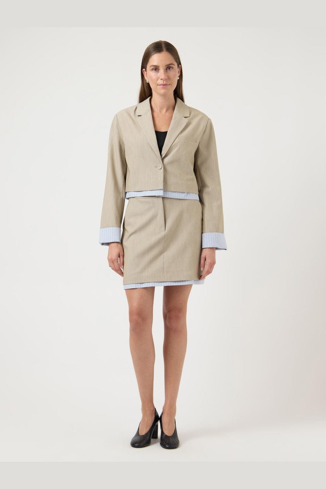 YAS - Yasdetana Ls Blazer - 4950125 Oxford Tan W. Skyway Stripe
