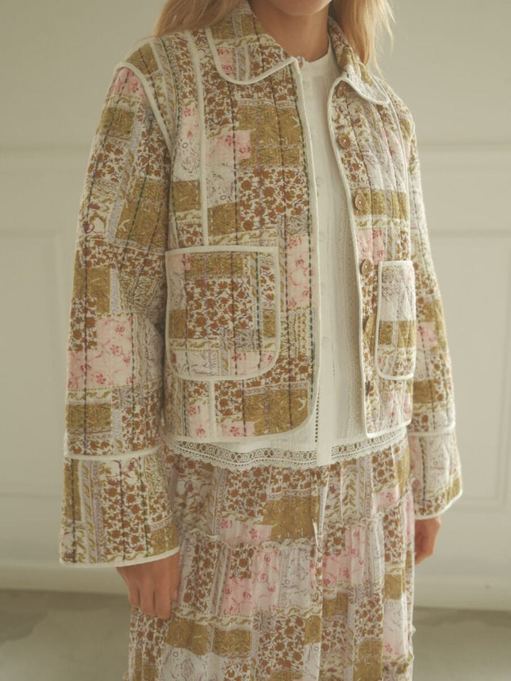 YAS - Yaslori Ls Quilted Jacket Fest - 5057018 Mango Mint W. Lori Print Jakker 
