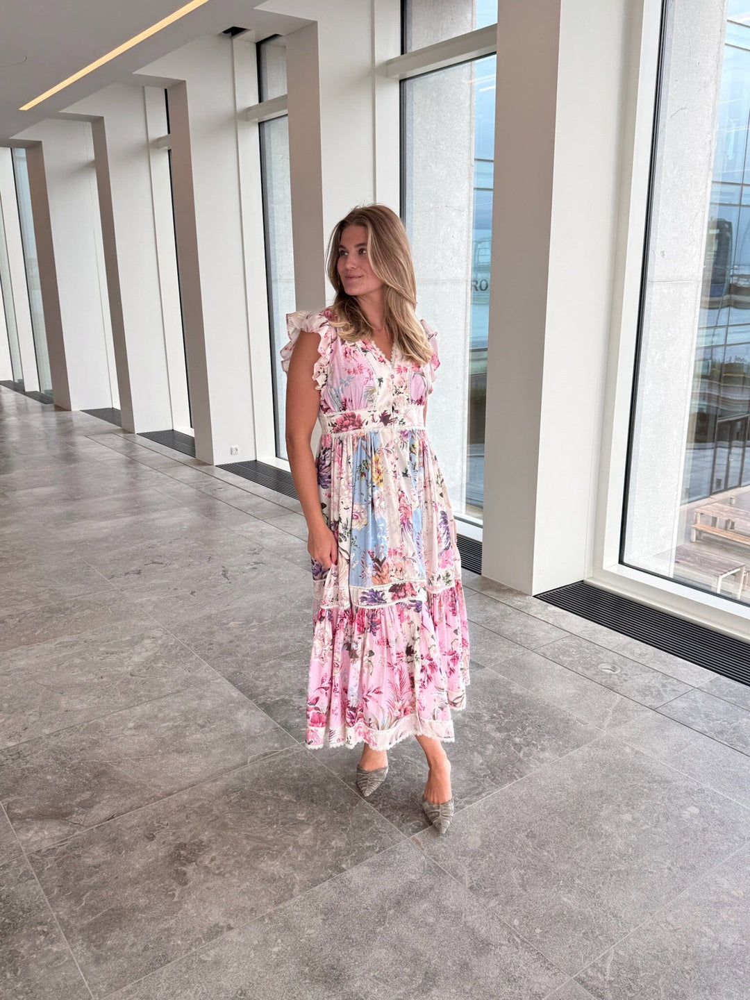 YAS - Yasmessa Long Dress Fest - 5017213 Pristine W. Ballerina/Skyway Kjoler 
