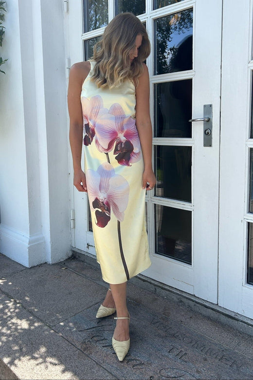 YAS - Yasorchida Satin Long Dress - 4954423 Anise Flower Orchida Aop Kjoler 