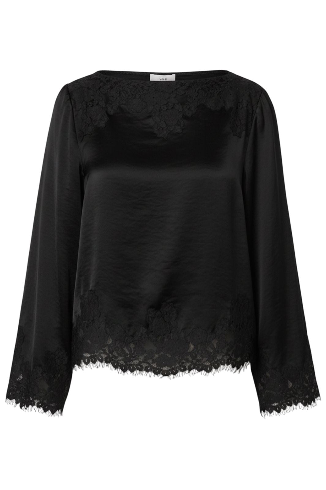 YAS - Yaspersi Ls Satin Lace Top - 5221212 Black