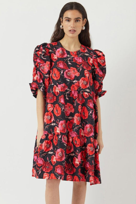 YAS - Yaspoppina 2/4 Dress - 4860928 Black Poppina Aop