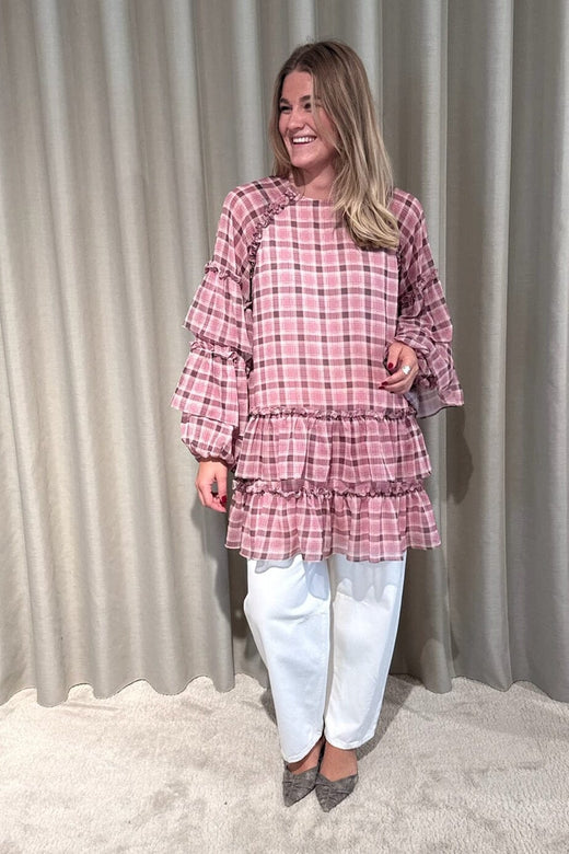 YAS - Yassarina Ls Dress - 5035877 Moonlite Mauve W Checks Kjoler 