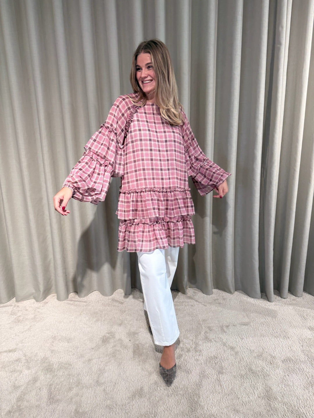 YAS - Yassarina Ls Dress - 5035877 Moonlite Mauve W Checks Kjoler 