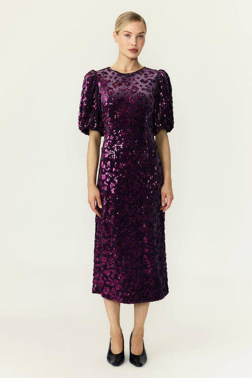YAS - Yassofie 2/4 Sequin Midi Dress - 5160337 Shadow Purple Kjoler 