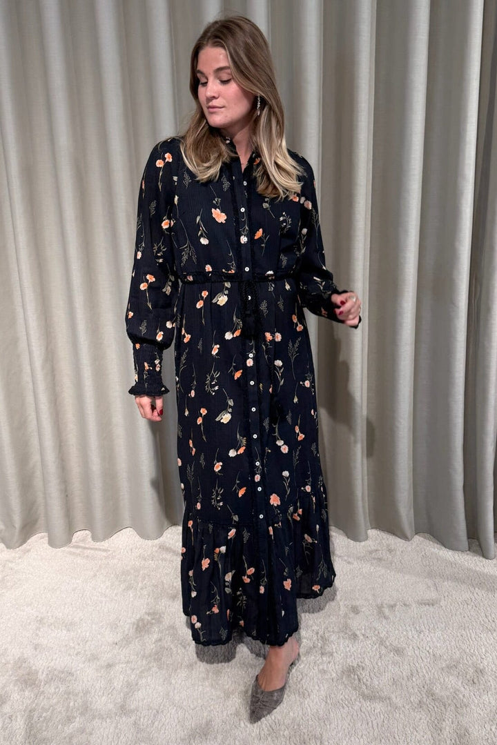 YAS - Yassomelli Ls Long Shirt Dress - 5077027 Black Flower Print Kjoler 