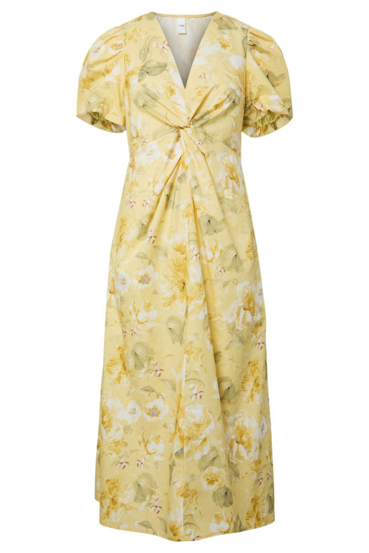 YAS - Yasstray Ss Midi Dress - 5086730 Pale Banana Lemon Print